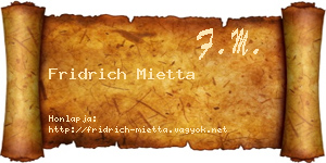 Fridrich Mietta névjegykártya